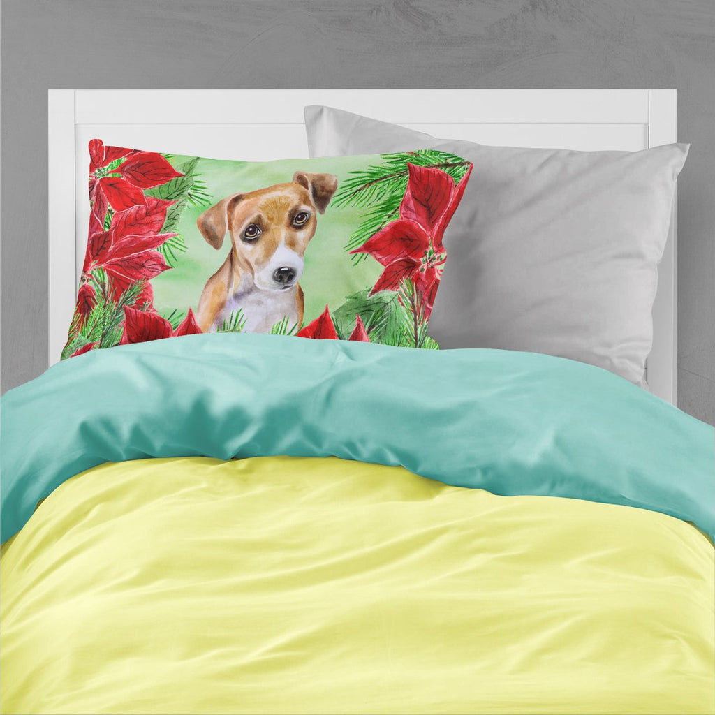 Jack Russell Terrier #2 Poinsettas Standard Pillowcase Lightweight Super Soft Easy Care Decorative Artwork Pillowcase, Standard