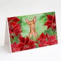 Pharaoh Hound Poinsettas Greeting Cards Pack of 8 Blank Cards with Envelopes Whimsical A7 Size 5x7