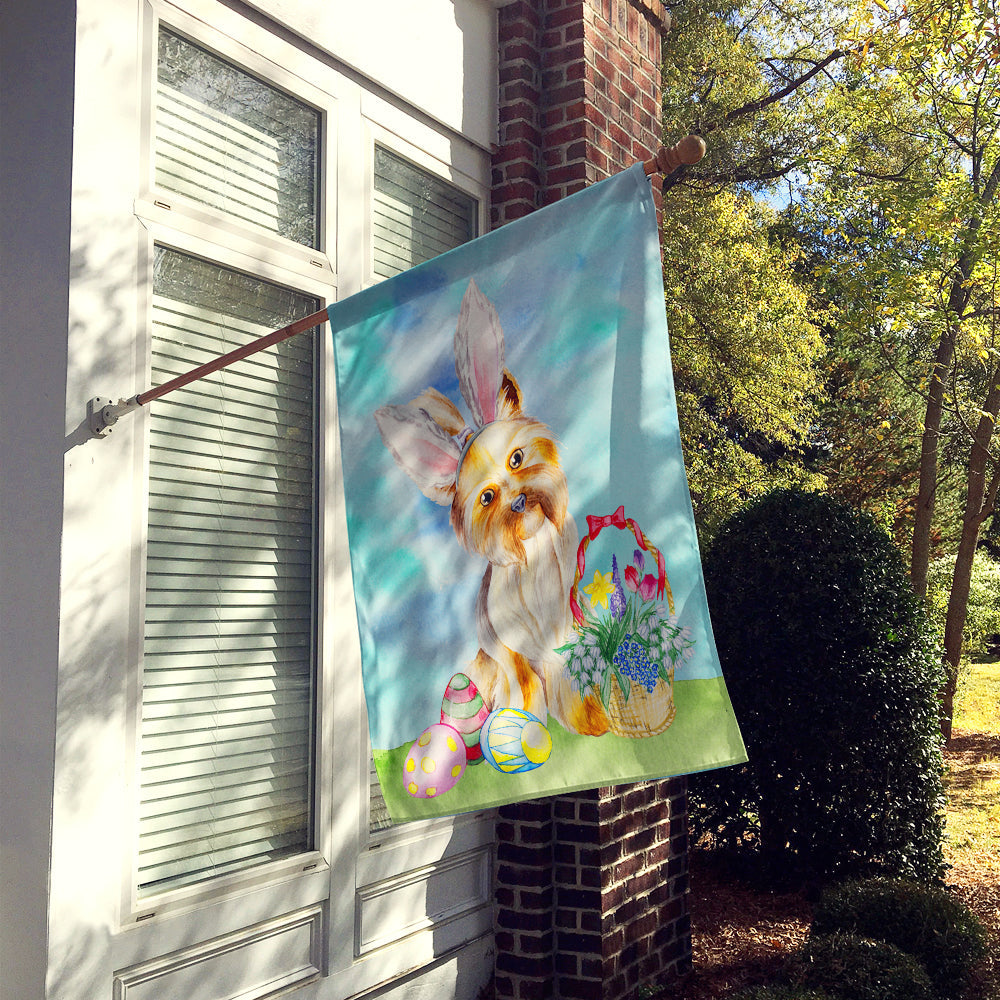 Yorkie Easter Bunny House Flag 28x40 Porch Sleeve Pole Decorative Outside Yard Banner Artwork Wall Hanging, Polyester