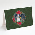 Papillon Poinsetta Wreath Greeting Cards Pack of 8 Blank Cards with Envelopes Whimsical A7 Size 5x7