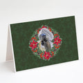 Shih Tzu Poinsetta Wreath Greeting Cards Pack of 8 Blank Cards with Envelopes Whimsical A7 Size 5x7