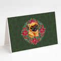 Small Brabant Griffon Poinsetta Wreath Greeting Cards Pack of 8 Blank Cards with Envelopes Whimsical A7 Size 5x7