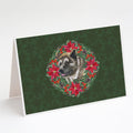 American Akita Poinsetta Wreath Greeting Cards Pack of 8 Blank Cards with Envelopes Whimsical A7 Size 5x7