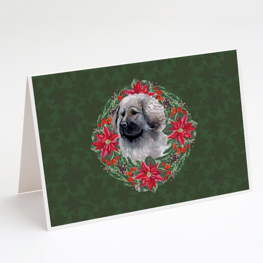 Moscow Watchdog Poinsetta Wreath Greeting Cards Pack of 8 Blank Cards with Envelopes Whimsical A7 Size 5x7