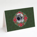 Moscow Watchdog Poinsetta Wreath Greeting Cards Pack of 8 Blank Cards with Envelopes Whimsical A7 Size 5x7