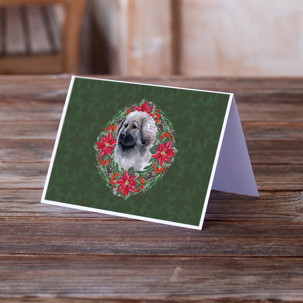 Moscow Watchdog Poinsetta Wreath Greeting Cards Pack of 8 Blank Cards with Envelopes Whimsical A7 Size 5x7