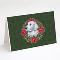 Maremma Sheepdog Poinsetta Wreath Greeting Cards Pack of 8 Blank Cards with Envelopes Whimsical A7 Size 5x7