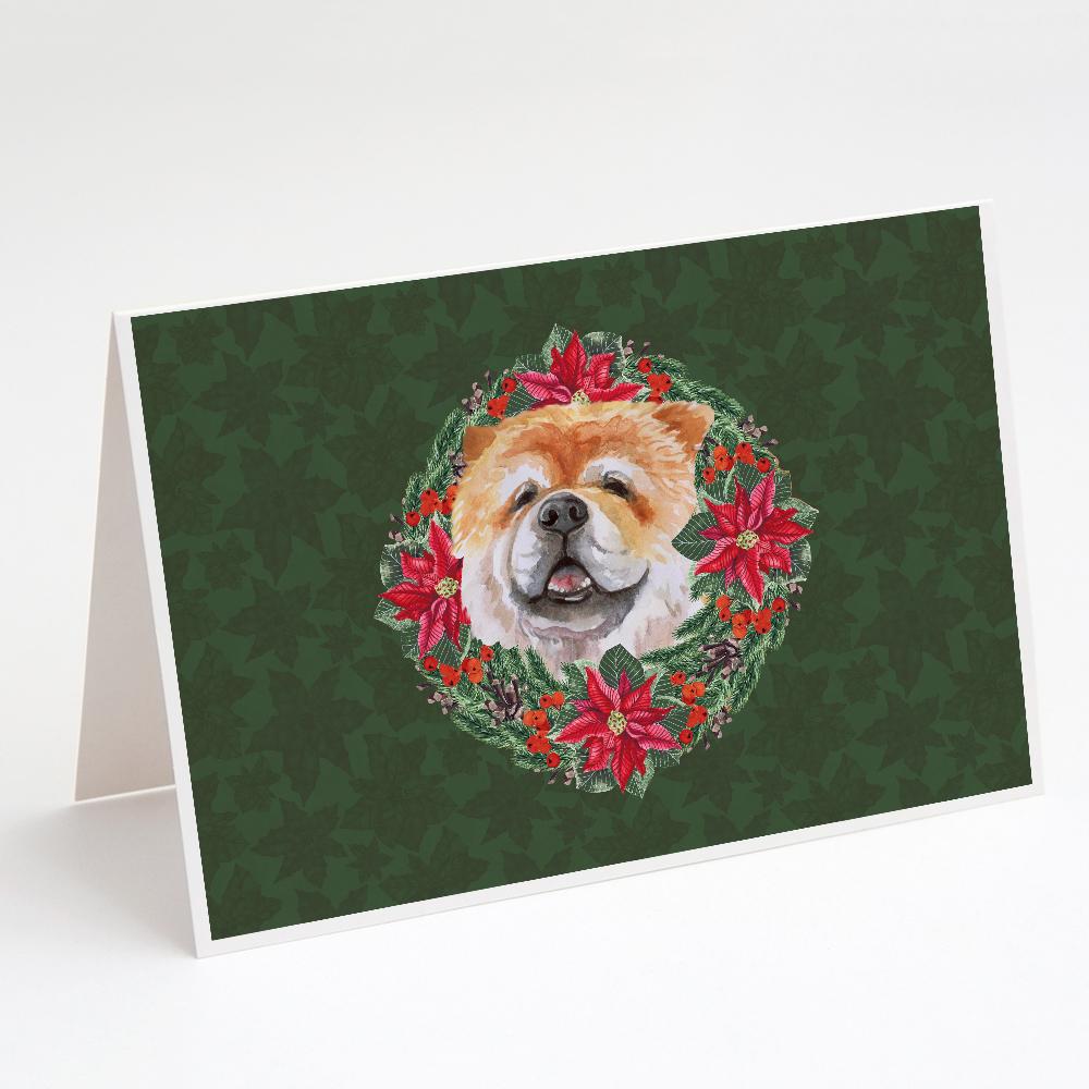 Cane Corso Poinsetta Wreath Greeting Cards Pack of 8 Blank Cards with Envelopes Whimsical A7 Size 5x7