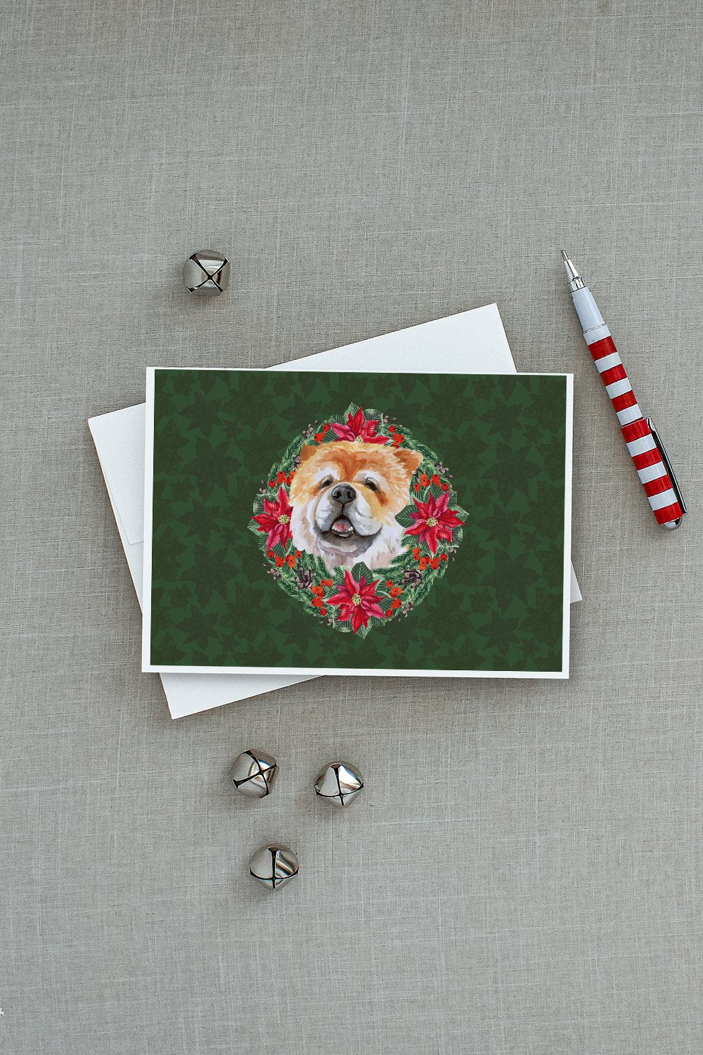 Cane Corso Poinsetta Wreath Greeting Cards Pack of 8 Blank Cards with Envelopes Whimsical A7 Size 5x7