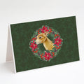Italian Greyhound Poinsetta Wreath Greeting Cards Pack of 8 Blank Cards with Envelopes Whimsical A7 Size 5x7