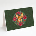Toy Terrier Poinsetta Wreath Greeting Cards Pack of 8 Blank Cards with Envelopes Whimsical A7 Size 5x7