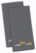 Border Terrier Easter Gray Embroidered Towel Set of 2