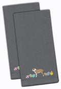 Central Asian Shepherd Easter Gray Embroidered Towel Set of 2