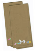 Chinese Crested Easter Tan Embroidered Towel Set of 2 Decorative Bathroom Guest Hand Towel for Hand, Face, Tea, Dishcloth, 19 X 25, Tan