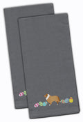 Collie Easter Gray Embroidered Towel Set of 2
