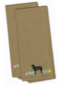 Croatian Sheepdog Easter Tan Embroidered Towel Set of 2 Decorative Bathroom Guest Hand Towel for Hand, Face, Tea, Dishcloth, 19 X 25, Tan
