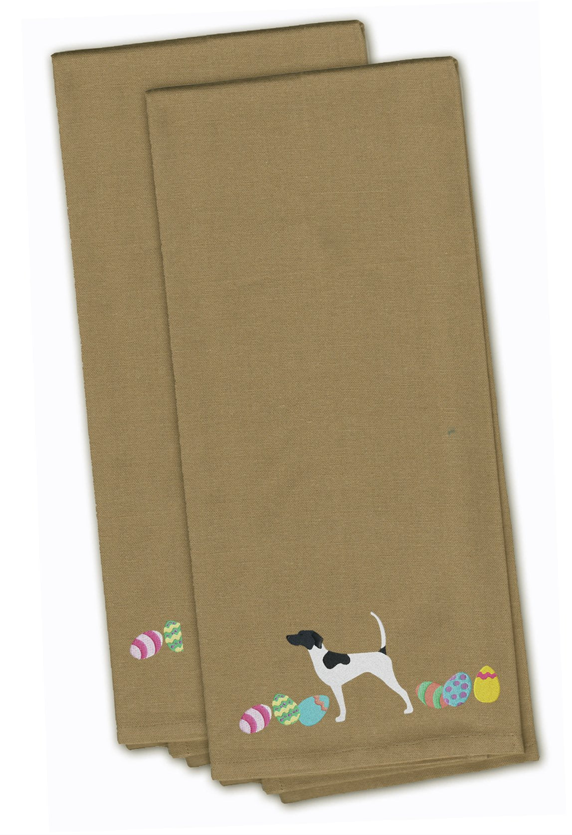 English Pointer Easter Tan Embroidered Towel Set of 2 Decorative Bathroom Guest Hand Towel for Hand, Face, Tea, Dishcloth, 19 X 25, Tan