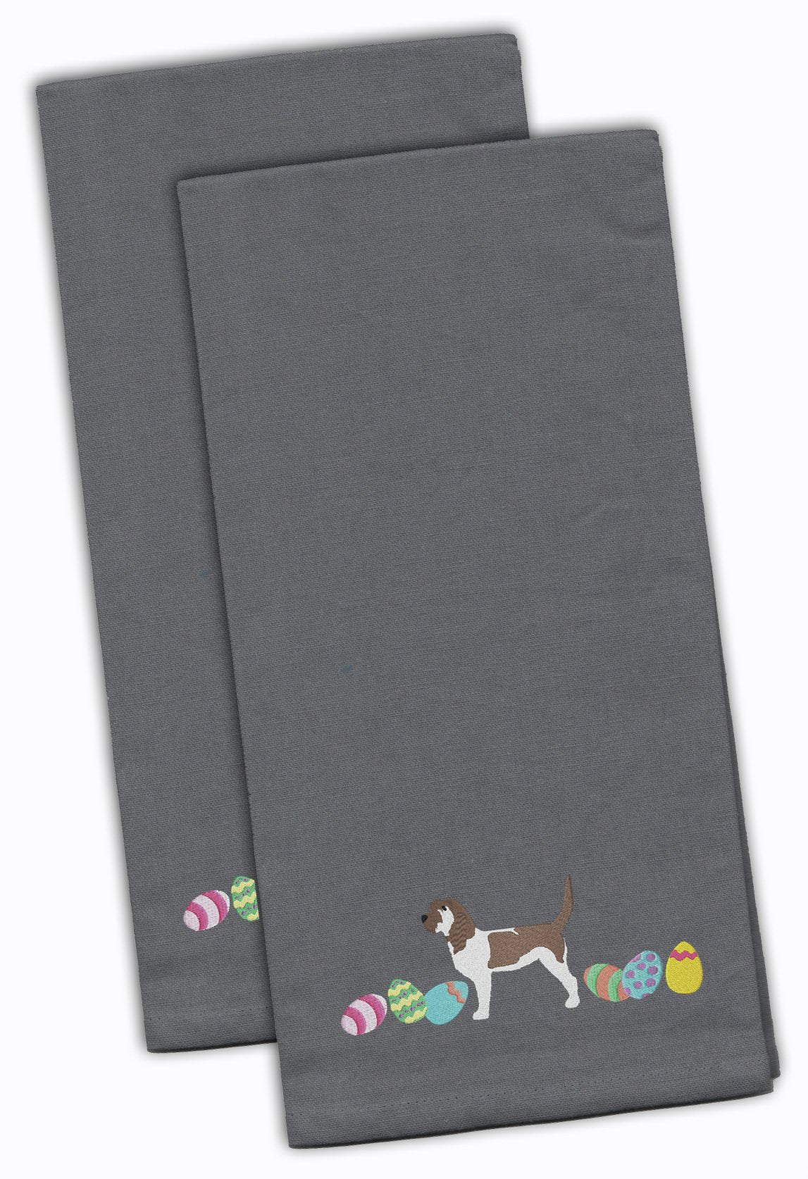 Grand Basset Griffon Easter Gray Embroidered Towel Set of 2
