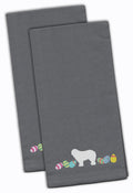Komondor Easter Gray Embroidered Towel Set of 2