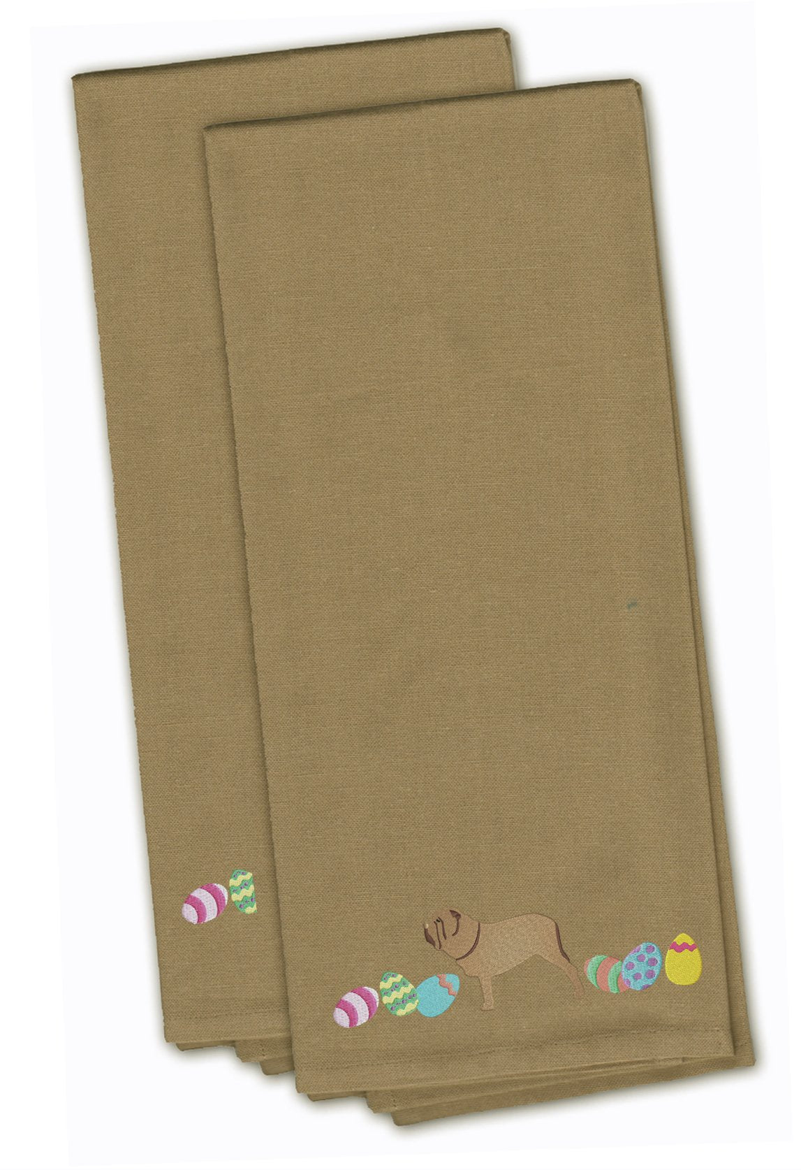 Neopolitan Mastiff Easter Tan Embroidered Towel Set of 2 Decorative Bathroom Guest Hand Towel for Hand, Face, Tea, Dishcloth, 19 X 25, Tan