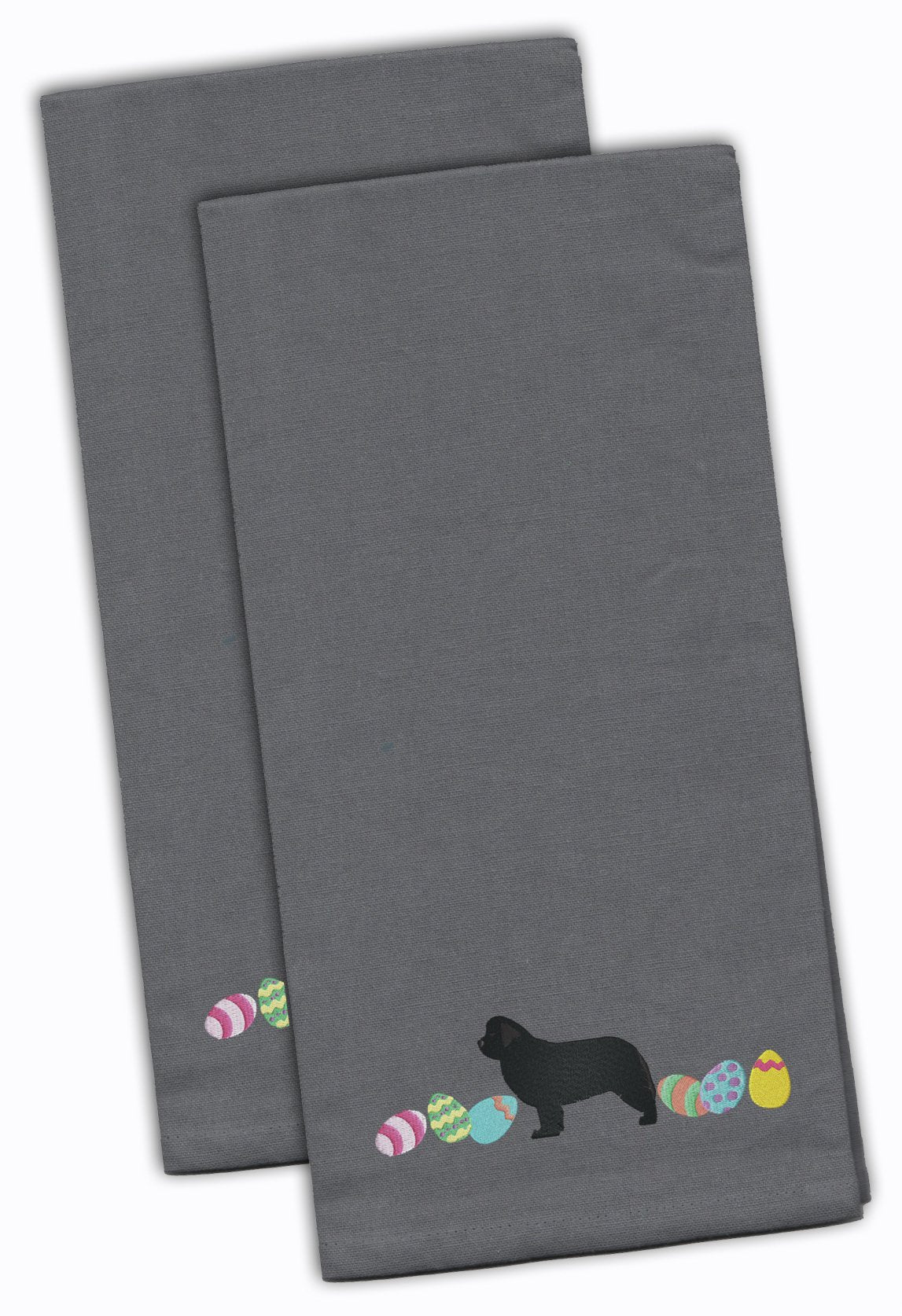Newfoundland Easter Gray Embroidered Towel Set of 2