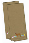Estrela Mountain Dog Easter Tan Embroidered Towel Set of 2 Decorative Bathroom Guest Hand Towel for Hand, Face, Tea, Dishcloth, 19 X 25, Tan