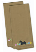 Scottish Terrier Easter Tan Embroidered Towel Set of 2 Decorative Bathroom Guest Hand Towel for Hand, Face, Tea, Dishcloth, 19 X 25, Tan