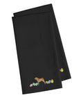 Shar Pei Easter Black Embroidered Towel Set of 2 Decorative Bathroom Guest Hand Towel for Hand, Face, Tea, Dishcloth, 19 X 25, Black