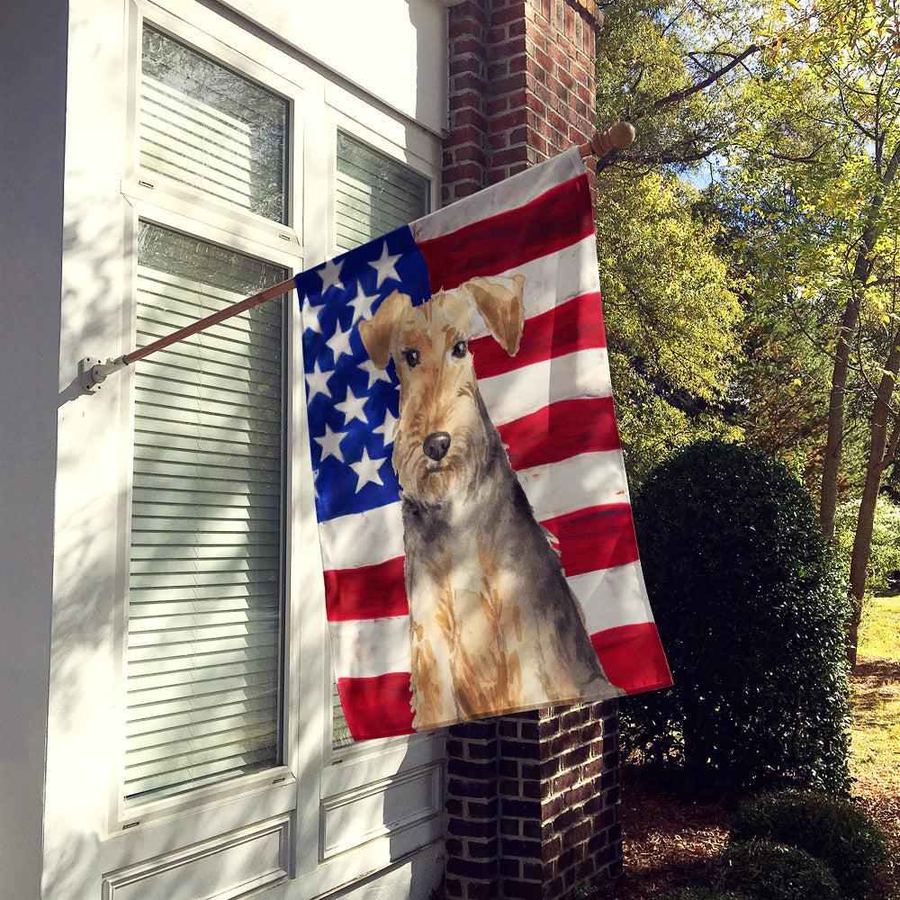 Patriotic USA Welsh Terrier House Flag 28x40 Porch Sleeve Pole Decorative Outside Yard Banner Artwork Wall Hanging, Polyester