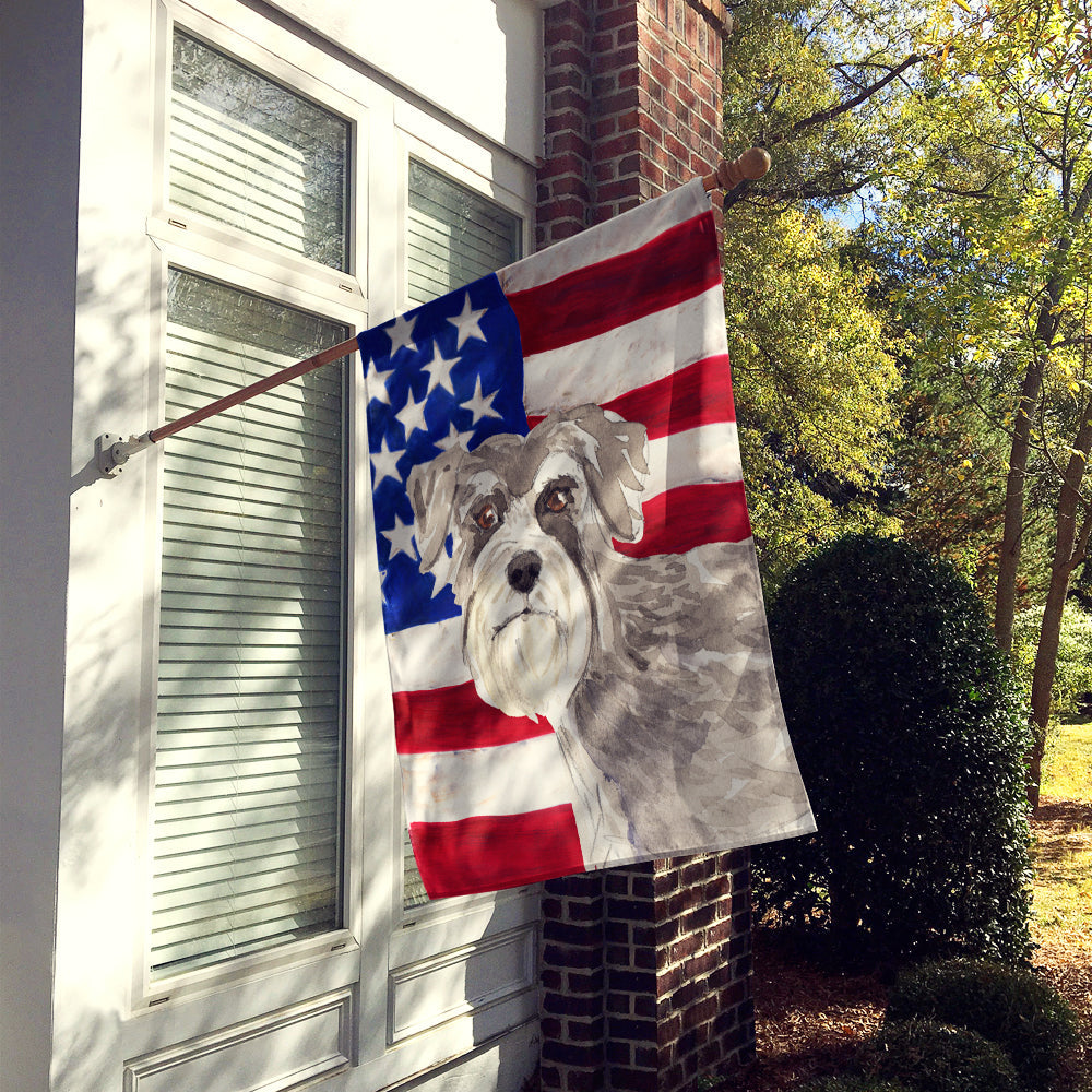 Patriotic USA Schnauzer #1 House Flag 28x40 Porch Sleeve Pole Decorative Outside Yard Banner Artwork Wall Hanging, Polyester