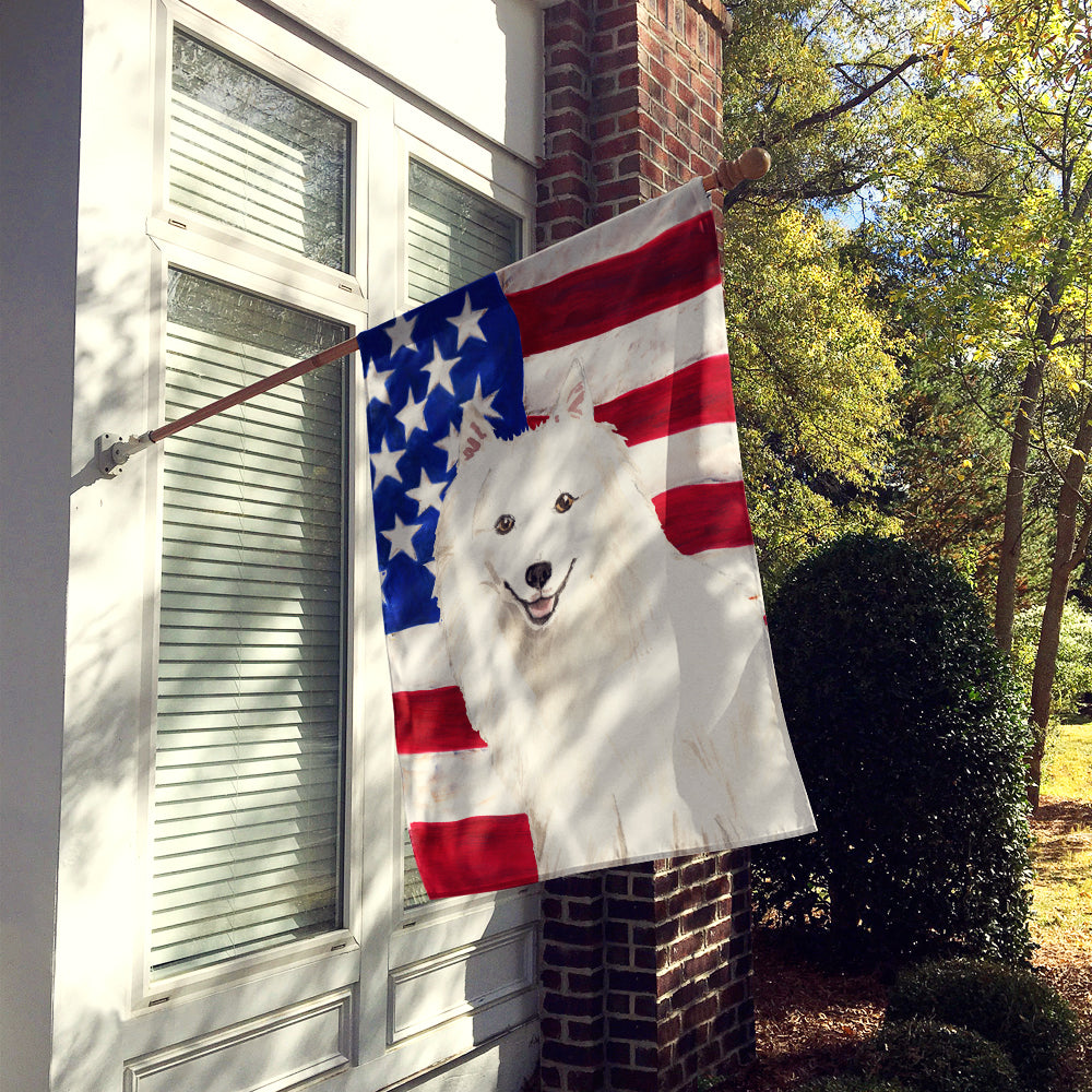 Patriotic USA Japanese Spitz House Flag 28x40 Porch Sleeve Pole Decorative Outside Yard Banner Artwork Wall Hanging, Polyester