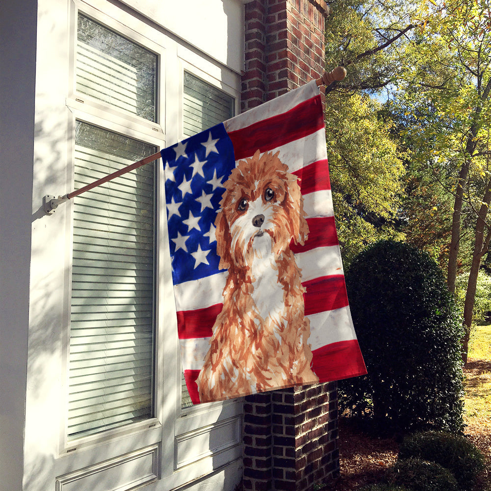 Patriotic USA Cavapoo House Flag 28x40 Porch Sleeve Pole Decorative Outside Yard Banner Artwork Wall Hanging, Polyester
