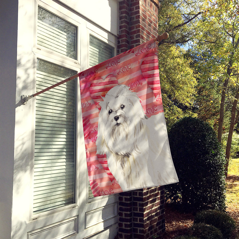 Love a Maltese House Flag 28x40 Porch Sleeve Pole Decorative Outside Yard Banner Artwork Wall Hanging, Polyester