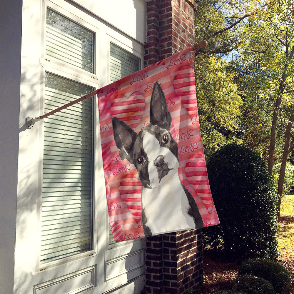 Love a Boston Terrier House Flag 28x40 Porch Sleeve Pole Decorative Outside Yard Banner Artwork Wall Hanging, Polyester