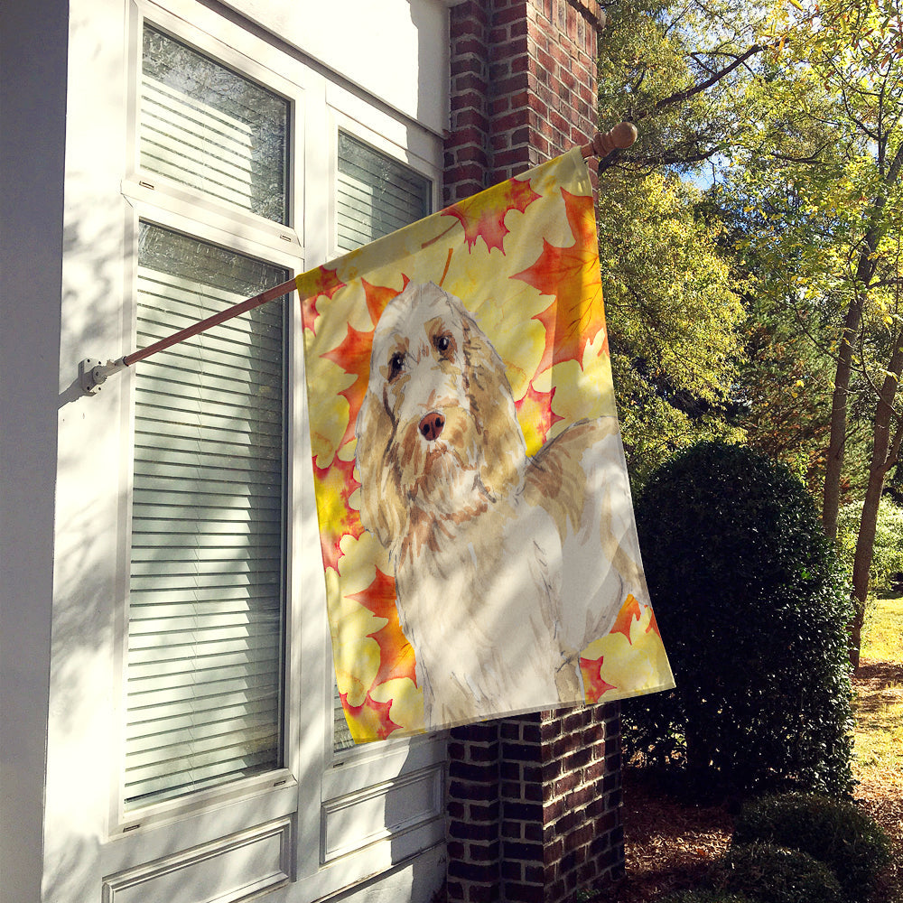 Fall Leaves Spinone Italiano House Flag 28x40 Porch Sleeve Pole Decorative Outside Yard Banner Artwork Wall Hanging, Polyester