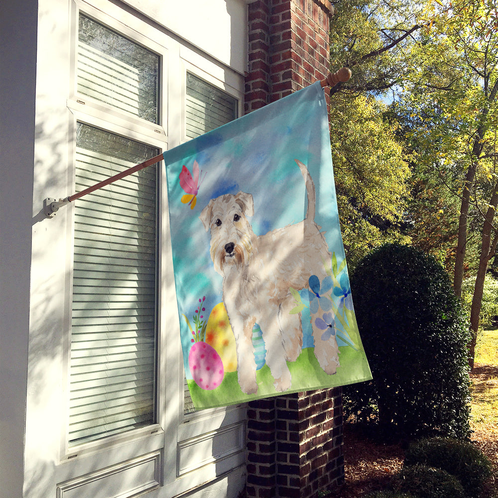 Easter Eggs Wheaten Terrier House Flag 28x40 Porch Sleeve Pole Decorative Outside Yard Banner Artwork Wall Hanging, Polyester