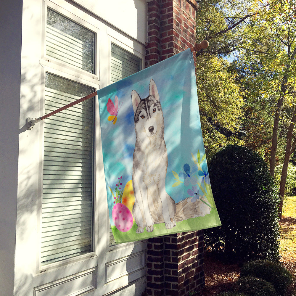 Easter Eggs Siberian Husky House Flag 28x40 Porch Sleeve Pole Decorative Outside Yard Banner Artwork Wall Hanging, Polyester