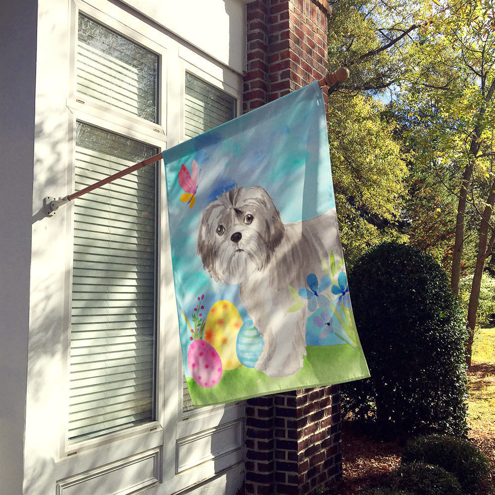 Easter Eggs Shih Tzu Puppy House Flag 28x40 Porch Sleeve Pole Decorative Outside Yard Banner Artwork Wall Hanging, Polyester