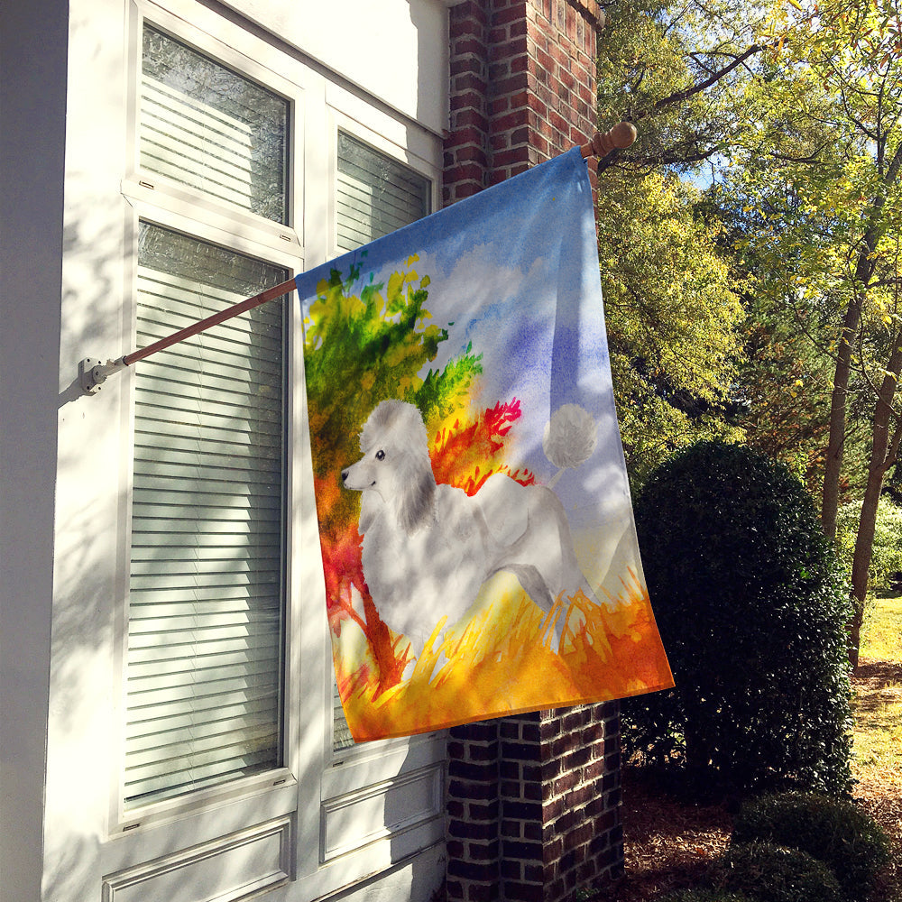 Fall Poodle House Flag 28x40 Porch Sleeve Pole Decorative Outside Yard Banner Artwork Wall Hanging, Polyester