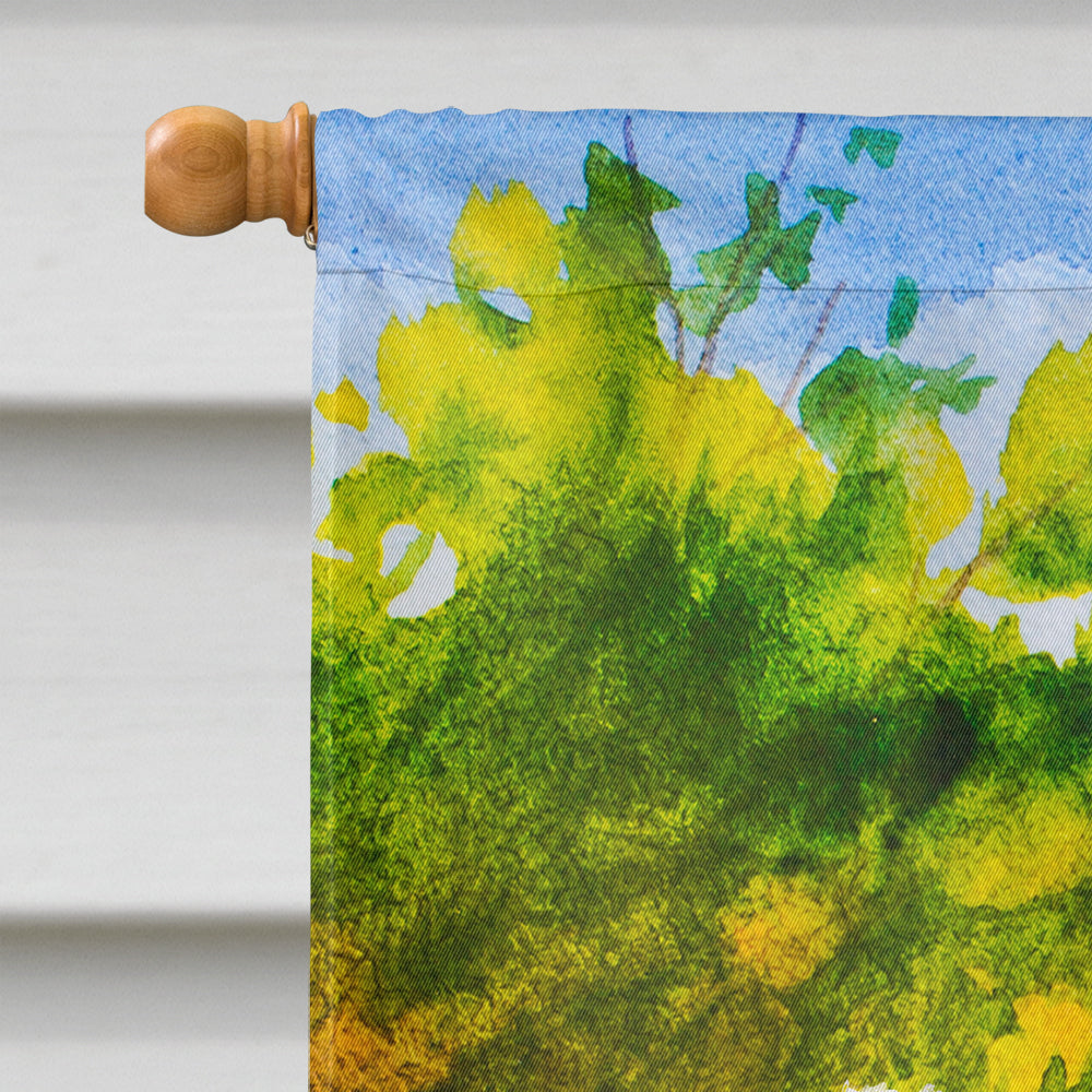 Fall Poodle House Flag 28x40 Porch Sleeve Pole Decorative Outside Yard Banner Artwork Wall Hanging, Polyester
