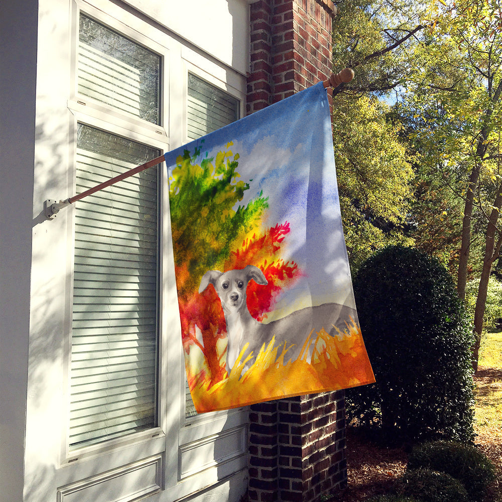 Fall Italian Greyhound House Flag 28x40 Porch Sleeve Pole Decorative Outside Yard Banner Artwork Wall Hanging, Polyester