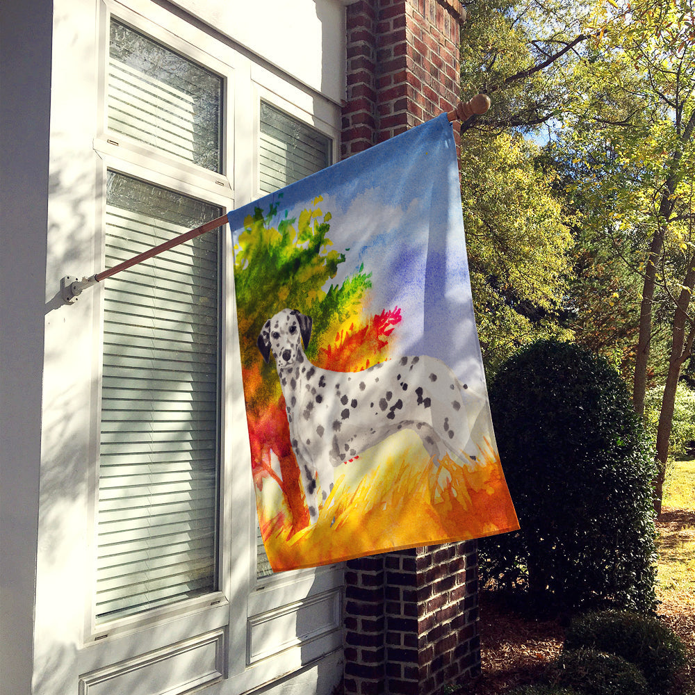 Fall Dalmatian House Flag 28x40 Porch Sleeve Pole Decorative Outside Yard Banner Artwork Wall Hanging, Polyester