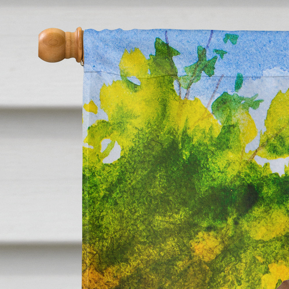 Fall Chocolate Labrador Retriever House Flag 28x40 Porch Sleeve Pole Decorative Outside Yard Banner Artwork Wall Hanging, Polyester