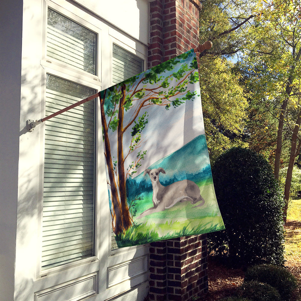 Under the Tree Italian Greyhound House Flag 28x40 Porch Sleeve Pole Decorative Outside Yard Banner Artwork Wall Hanging, Polyester