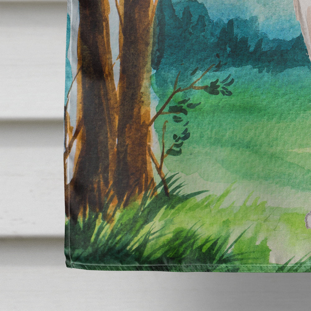 Under the Tree Brittany Spaniel House Flag 28x40 Porch Sleeve Pole Decorative Outside Yard Banner Artwork Wall Hanging, Polyester
