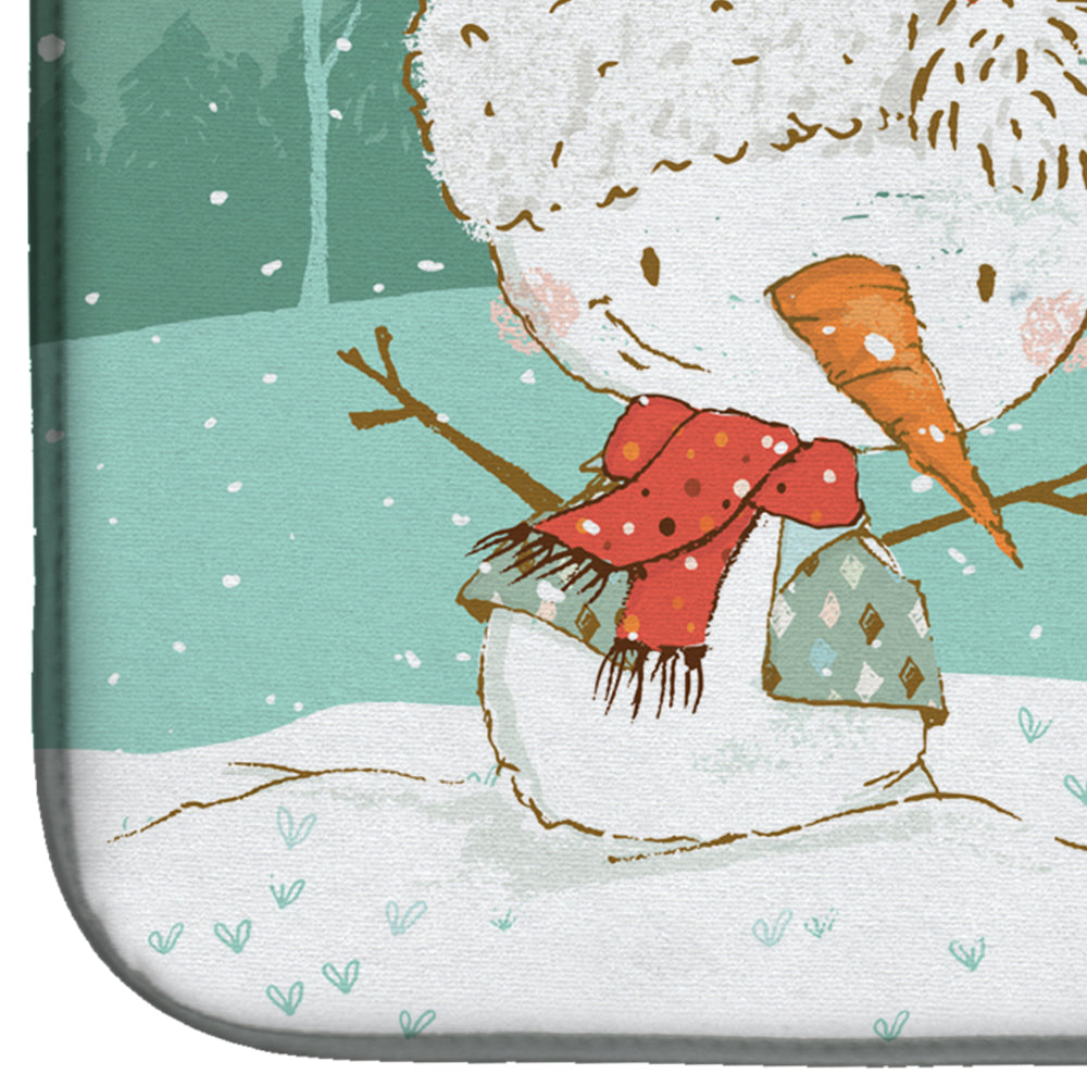 Fawn Natural Great Dane Snowman Christmas Dish Drying Mat Absorbent Dish Drying Mat Pad for Kitchen Counter Dish Drainer Mat for Countertop, 14 x 21", Multicolor