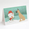 Cropped Fawn Great Dane Snowman Christmas Greeting Cards Pack of 8 Blank Cards with Envelopes Whimsical A7 Size 5x7