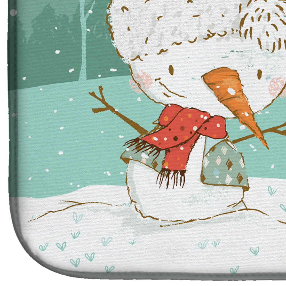 Harlequin Great Dane Snowman Christmas Dish Drying Mat Absorbent Dish Drying Mat Pad for Kitchen Counter Dish Drainer Mat for Countertop, 14 x 21", Multicolor