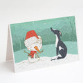 Black Greyhound Snowman Christmas Greeting Cards Pack of 8 Blank Cards with Envelopes Whimsical A7 Size 5x7
