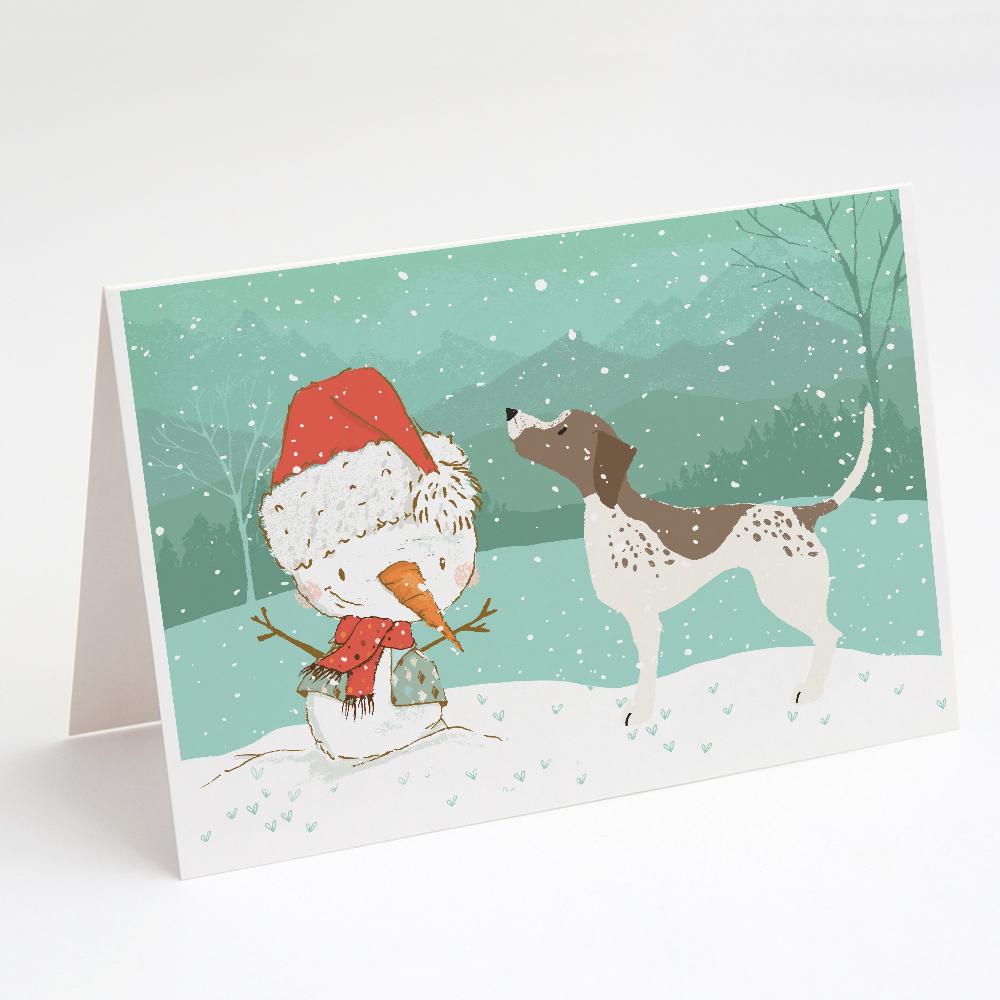 German Shorthair Snowman Christmas Greeting Cards Pack of 8 Blank Cards with Envelopes Whimsical A7 Size 5x7